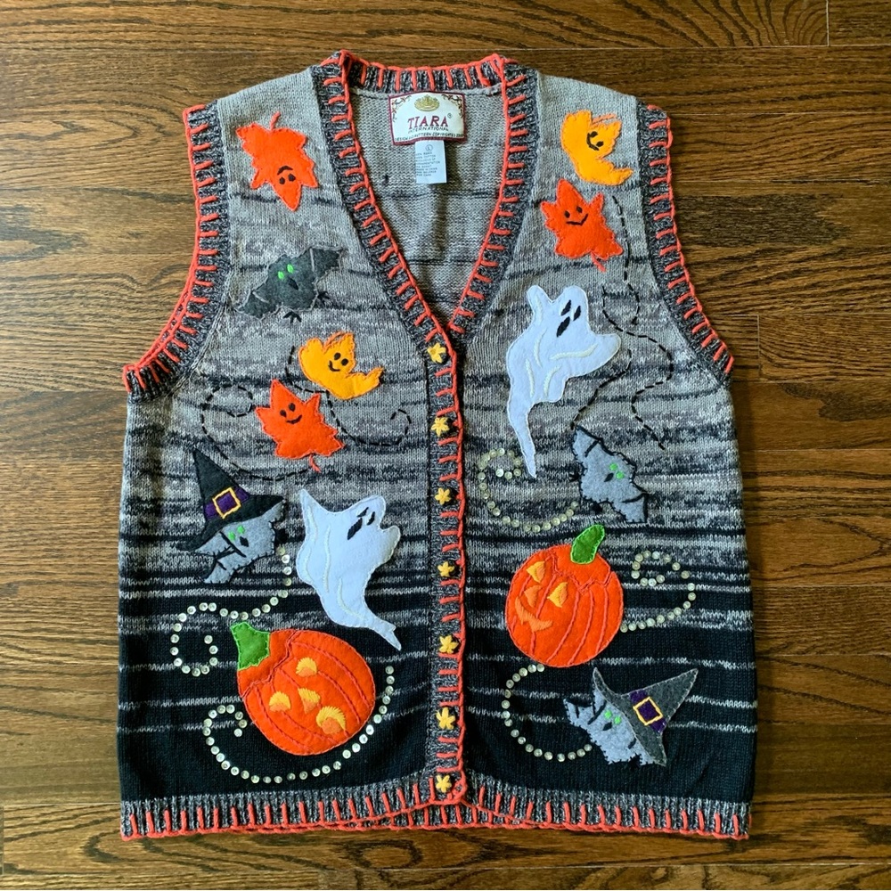 👻 Vintage 90s Halloween Ombré Sweater Vest